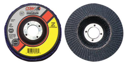 CGW Abrasives Flap Discs, Z-Stainless, Regular, 4 1/2", 40 Grit, 5/8 Arbor, 13,300 rpm, T27, 10 BOX, #31172