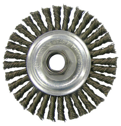 Weiler Vortec Pro Knot Wire Wheel, 4 in D x Narrow W, .02 in Carbon Steel, 20,000 rpm, 5 CT, #36218