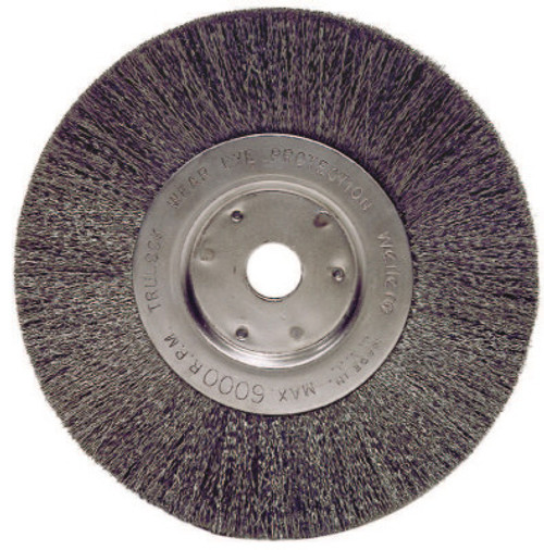 Weiler Narrow Face Crimped Wire Wheel, 6 in D x 3/4 W, .006 Stainless Steel, 6,000 rpm, 1 EA, #1675