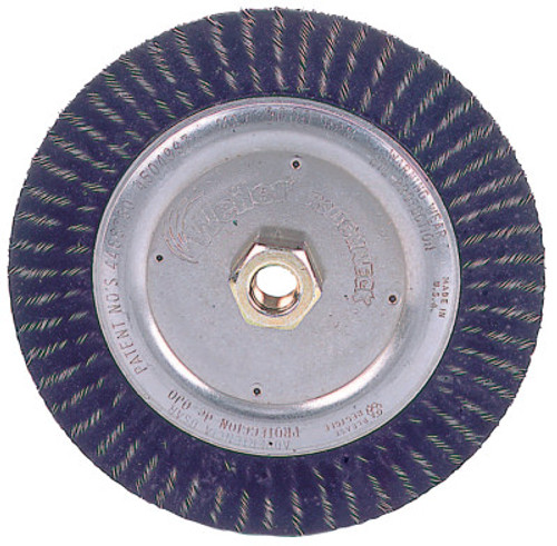 Weiler Polyflex Stringer Bead Twist Knot Wheel, 4 D x 3/16 W, .02 Steel, 20,000 rpm, 1 EA, #35800