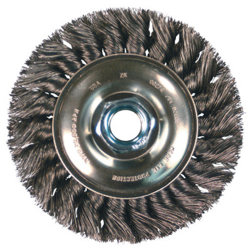 Advance Brush Standard Twist Knot Wheel, 4 in D x 5/8 in W, 0.014  Carbon Steel, 20,000 rpm, 5 BOX, #82153P