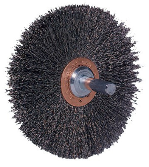 Weiler Stem-Mounted Wide Conflex Brush, 3 in D x 1 in W, .0118 Steel Wire, 20,000 rpm, 1 EA, #17622 Weiler Stem-Mounted Wide Conflex Brush, 3 in D x 1 in W, .0118 Steel Wire, 20,000 rpm, 1 EA, #17622