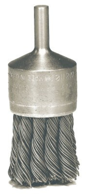 Weiler Hollow-End Knot Wire End Brush, Steel, 22,000 rpm, 1 1/8" x 0.014", 1 EA, #10027 Weiler Hollow-End Knot Wire End Brush, Steel, 22,000 rpm, 1 1/8" x 0.014", 1 EA, #10027