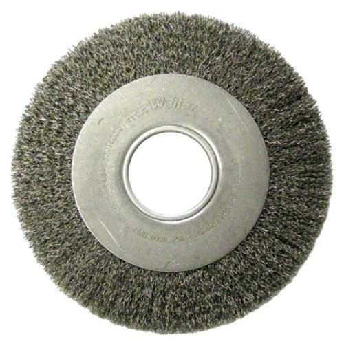 Weiler Medium-Face Crimped Wire Wheel, 8 in D x 1 in W, .0118 in Steel Wire, 4,000 rpm, 1 EA, #6110