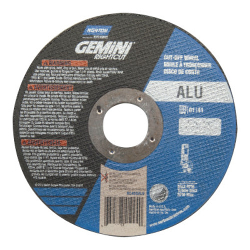 Norton Gemini RightCut Cut-Off Wheels, 5 in Dia., 0.045 in, 7/8 in, Coarse Grit, 25 EA, #66252841995