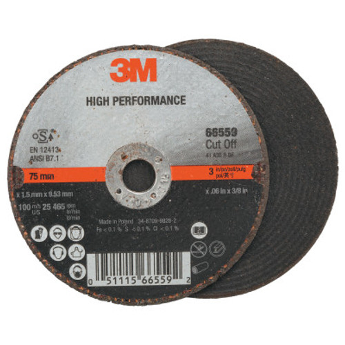 3M Cut-off Wheel Abrasives, 60 Grit, 25,465 rpm, 25 CT, #7100139210