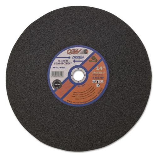 CGW Abrasives Cut-Off Wheel, Chop Saws, 14 in Dia, 3/32 in Thick, Hardness Grade P, 30 Grit, 20 EA, #35670