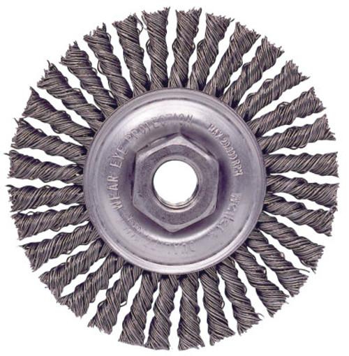 Weiler Roughneck Stringer Bead Twist Knot Wire Wheels, 4 in D, M10 x1.5 Nut, 5 EA, #13126