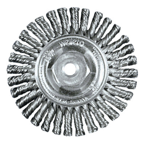 Weiler Roughneck Stringer Bead Wheel, 4 in D x 3/16 W, .02 in Wire, M10x1.25 Nut, 5 EA, #13125