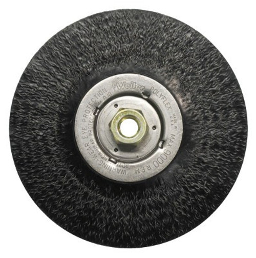 Weiler Crimped Wire Wheel, 7 in D x 3/16 in W, .014 in Steel Wire, 9,000 rpm, 2/BX, #35216