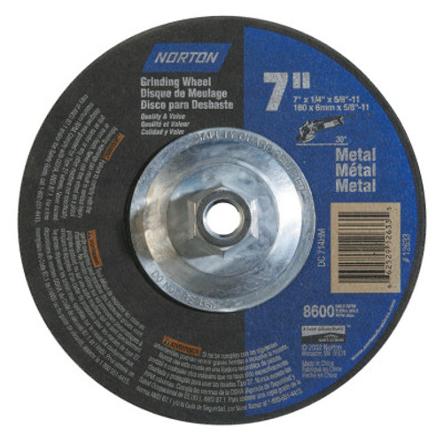 Norton Depressed Center Metal/Masonry Wheel, 7 in Dia, 1/4 in Thick, 5/8 Arbor, 10 BX, #66252912633