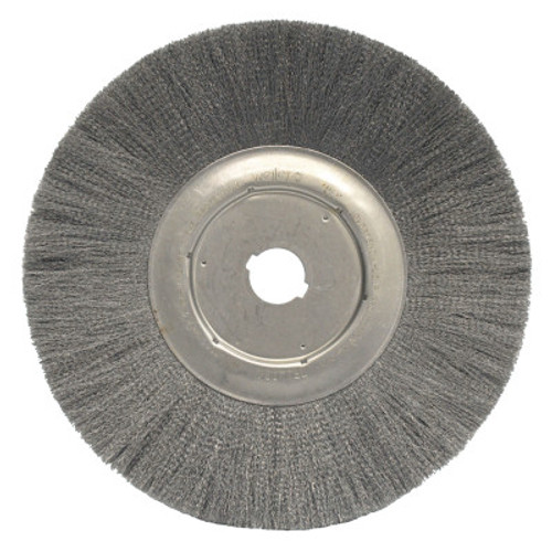 Weiler Narrow Face Crimped Wire Wheel, 12 in D, .006 Stainless Steel, 1-1/4 in Arbor, 2 CTN, #1939