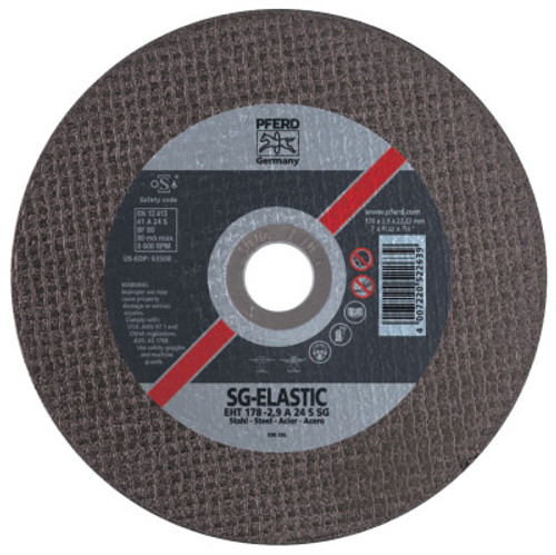 Pferd SG Flat Cut-Off Wheel, 5 in Dia, 3/32 in Thick, 30 Grit Aluminum Oxide, 1 EA, #63505