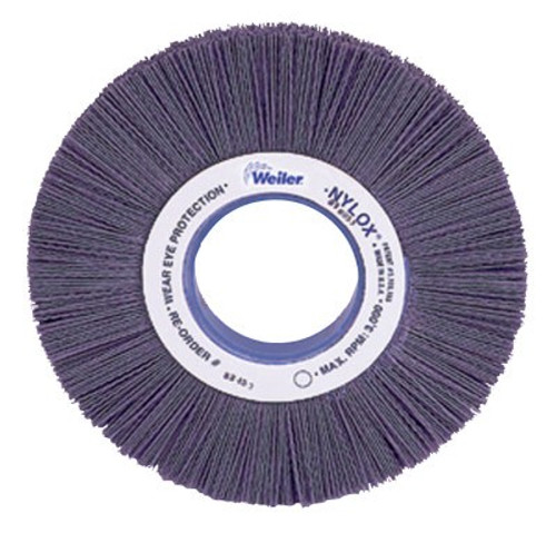 Weiler Nylox Crimped-Filament Wheel Brush, 6 in D x 1 in W, .035 Bristle, 3,600 rpm, 1 EA, #83030 Weiler Nylox Crimped-Filament Wheel Brush, 6 in D x 1 in W, .035 Bristle, 3,600 rpm, 1 EA, #83030