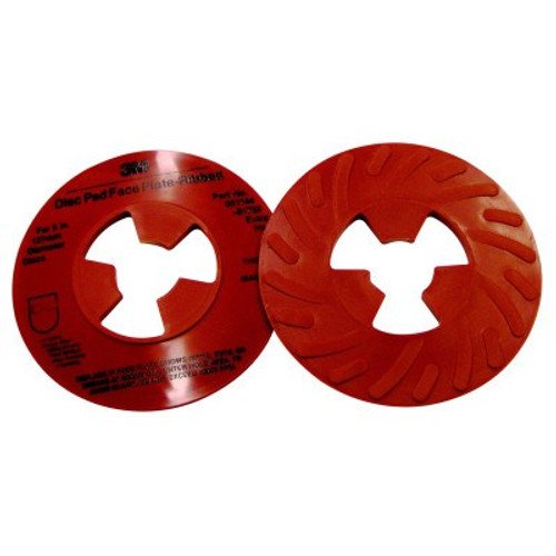 3M Disc Pad Face Plate, Ribbed Retainer Nut, 5 in dia, Extra Hard, Red, 1 EA, #7000120517