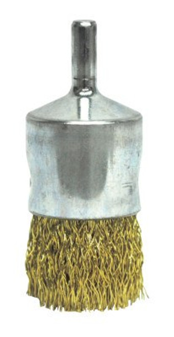Weiler Coated Cup Crimped Wire End Brush, Brass, 20,000 rpm, 1" x 0.0118", 1 EA, #10091 Weiler Coated Cup Crimped Wire End Brush, Brass, 20,000 rpm, 1" x 0.0118", 1 EA, #10091