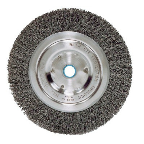 Weiler Vortec Pro Crimped Wire Wheel, 6 in D, .014 in Stainless Steel Wire, 6,000 rpm, 2/PK, #36201