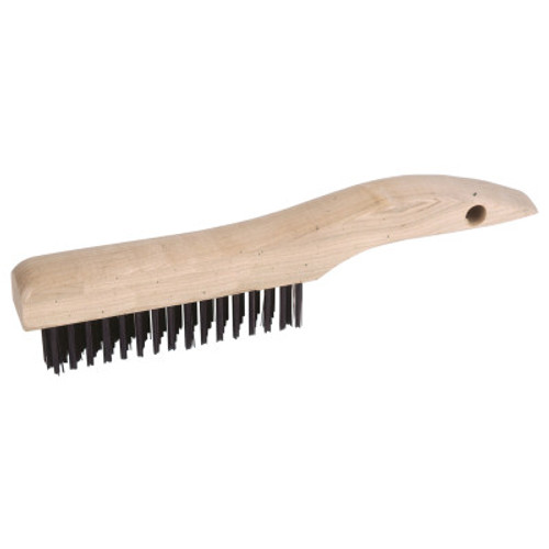 Weiler Shoe Handle Scratch Brushes, 11 in, 4 X 16 Rows, Steel Wire, Wood Handle, 1 EA, #73217