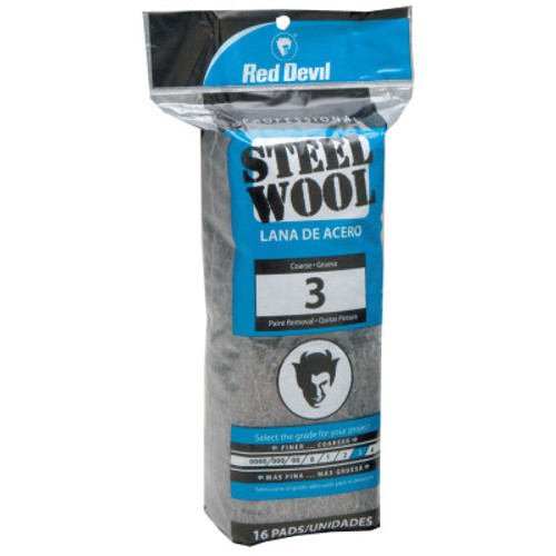 Red Devil Steel Wool, Course, #3, 16 PK, #316