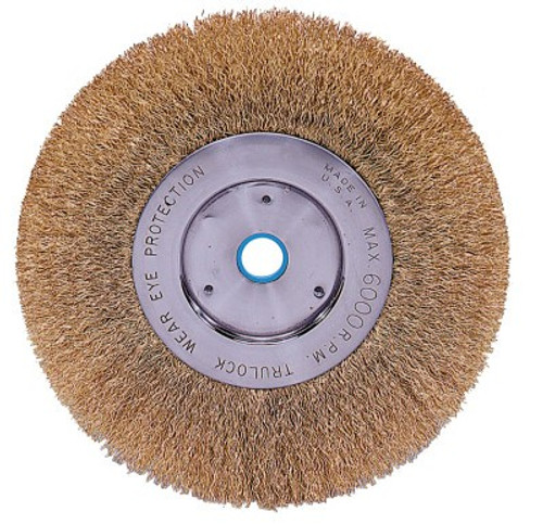 Weiler Narrow Face Crimped Wire Wheel, 6 in D x 1/2 in W, .0118 Brass Wire, 6,000 rpm, 2 EA, #1475