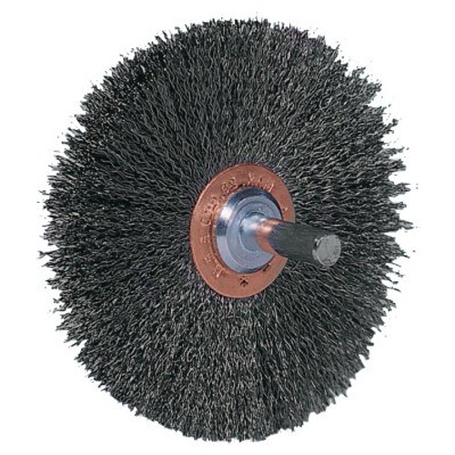 Weiler Stem-Mounted Wide Conflex Brush, 3 in D x 1 W, .008 Stainless Steel, 20,000 rpm, 1 EA, #17637