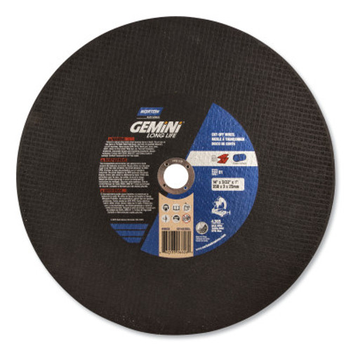 Norton Gemini Chop Saw Reinforced Cut-off Wheel, 14 in Dia, 7/64 in Thick, Alum. Oxide, 1 EA, #66253306626