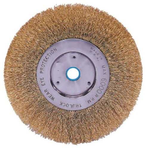 Weiler Narrow Face Crimped Wire Wheel, 6 in D x 1/2 in W, .005 in Brass Wire, 6,000 rpm, 2 EA, #1415