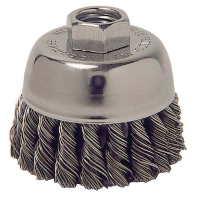 Weiler Single Row Heavy-Duty Knot Wire Cup Brush, 2 3/4 Dia., .014 Steel, Display Pack, 1 EA, #13025