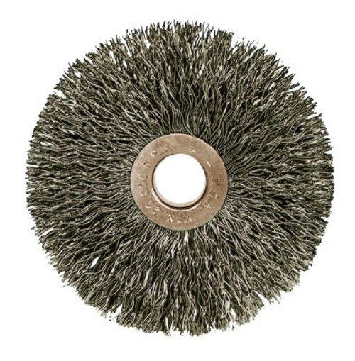 Weiler Copper Center? Small Diameter Wire Wheel, 1 1/2 in D, .006 in Steel, 3/8 Arbor, 10 CTN, #15302