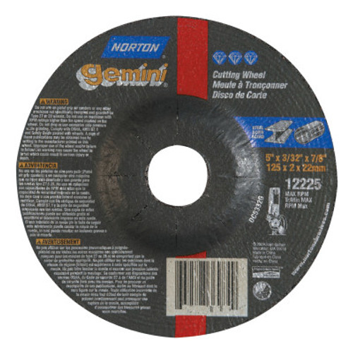 Norton Gemini RightCut Depressed Center Cut-Off Wheel 5", 25 PK, #66252843587