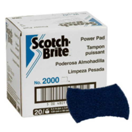 3M Scotch-Brite 2000 Power Pads, Dark Blue, Commercial Kitchen Cleaning, 20 CS, #7000029659