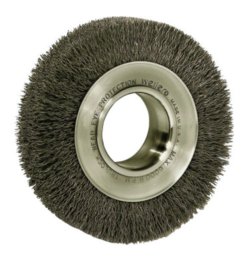 Weiler Medium-Face Crimped Wire Wheel, 6 in D, .0118 Stainless Steel Wire, 1 EA, #6450