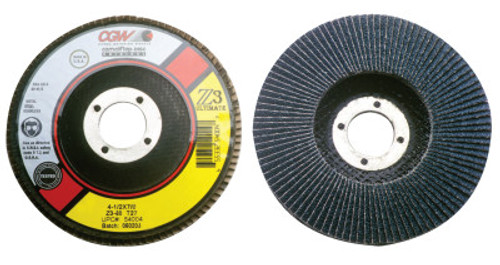 CGW Abrasives Flap Discs, Z3 - Ultimate 100% Zirconia, 4 1/2", 40 Grit,5/8 Arbor,13300 rpm,T27, 1 EA, #54012