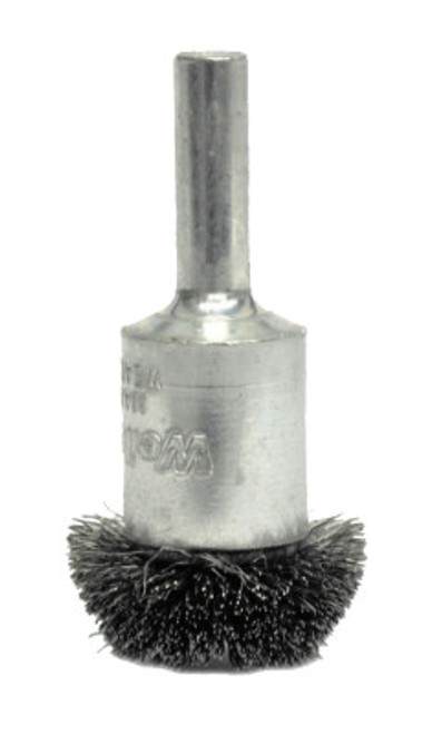 Weiler Stem-Mounted Circular Flared End Brushes, Steel, 16,000 rpm, 3" x 0.02", 2 CTN, #10073