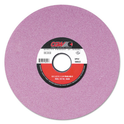 CGW Abrasives Pink Surface Grinding Wheels, R/1-3 x 1/2,, 8 X 1, 1 1/4" Arbor, 60, J, 1 EA, #58029