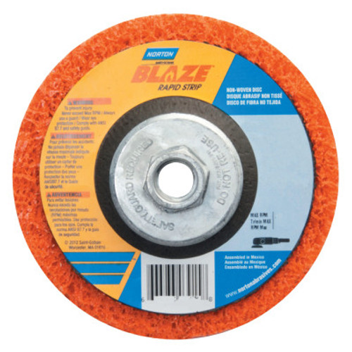 Norton Bear-Tex Blaze Rapid Non-Woven Depressed Center Discs, 4-1/2 in x 5/8 in - 11, 12000 RPM, 1 EA, #66254498101