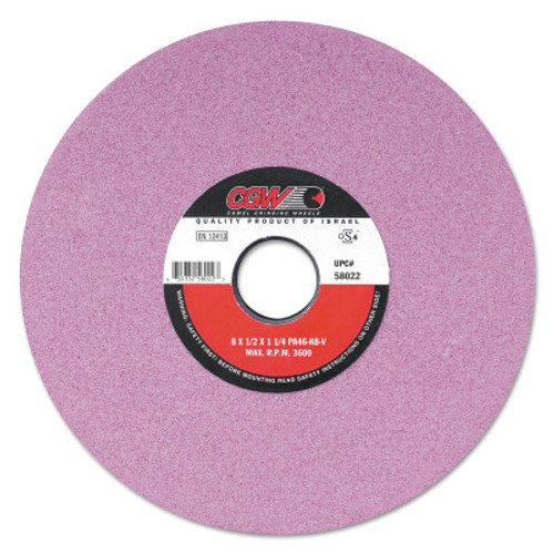 CGW Abrasives Pink Surface Grinding Wheels, R/2-8 x 3/8,, 14 X 2, 5" Arbor, 46, I, 1 EA, #58046