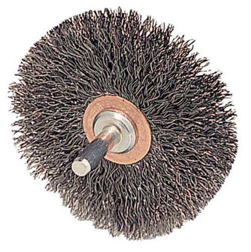 Weiler Stem-Mounted Narrow Conflex Brush, 3 in D x 1/2 in W, .0118 in Steel, 20,000 rpm, 1 EA, #17616 Weiler Stem-Mounted Narrow Conflex Brush, 3 in D x 1/2 in W, .0118 in Steel, 20,000 rpm, 1 EA, #17616
