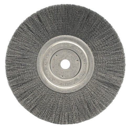 Weiler Narrow Face Crimped Wire Wheel, 8 in D x 3/4 in W, .0104 Steel Wire, 6,000 rpm, 1 EA, #1155