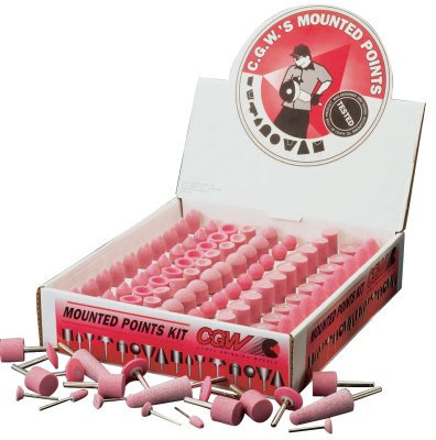 CGW Abrasives Vitrified Mounted Points, W-220, 1" X 1" #36058 (50/Pkg.)