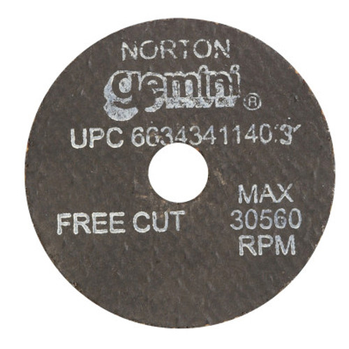 Norton Type 01 Gemini Small Diameter Cut-Off Wheel, 2" Dia, 3/8" Arbor, Coarse, 25 EA, #66243411403