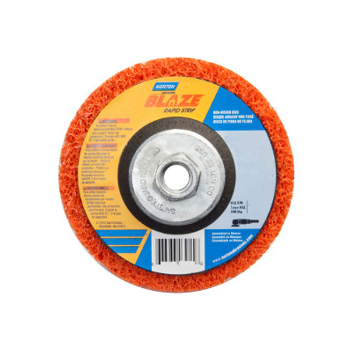 NORTON Bear-Tex Blaze Rapid Non-Woven Depressed Center Discs, 7 in x 5/8 in - 11, 8000 RPM, 10 BX, #66623303919