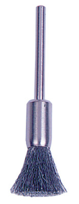Weiler Miniature Stem-Mounted End Brushes, Stainless Steel, 0.005 in, 25,000 rpm, 1 EA, #26114