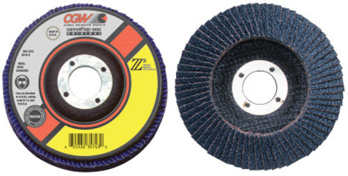CGW Abrasives Premium Z3 XL T27 Flap Disc, 6", 40 Grit, 5/8 Arbor, 10,200 rpm, 10 EA, #53052
