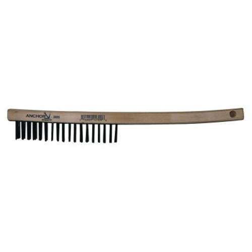 Anchor Products Hand Scratch Brushes, 4 X 18 Rows, Carbon Steel Bristles, Curved Wood Handle, 1 EA, #94930