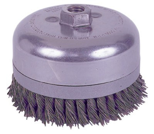 Weiler Extra Heavy Duty Knot Wire Cup Brush, 5 in Dia., 5/8-11 UNC Arbor, 0.023 Wire, 1 EA, #12120 Weiler Extra Heavy Duty Knot Wire Cup Brush, 5 in Dia., 5/8-11 UNC Arbor, 0.023 Wire, 1 EA, #12120