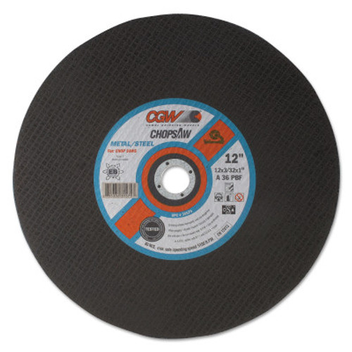 CGW Abrasives Cut-Off Wheel, Chop Saws, 14 in Dia, 3/32 in Thick, 36 Grit, for Metal/Steel, 1 EA, #35576