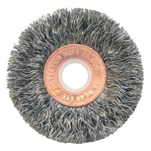 Weiler Copper Center  Wire Wheel, 2 in D x 3/8 in W, .0118 in Steel Wire, 20,000 rpm, 1 EA, #15463