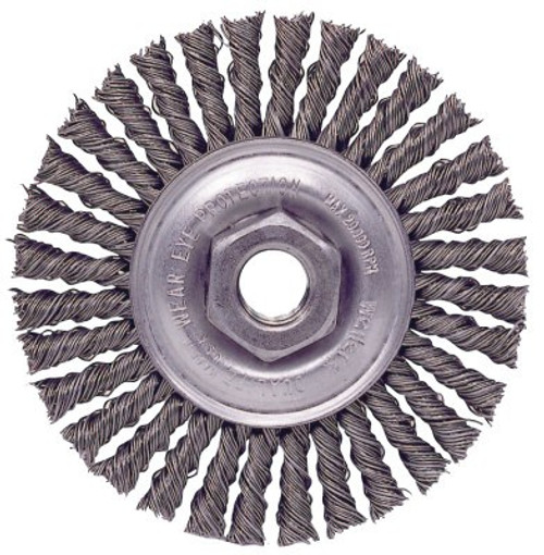 Weiler Roughneck Stringer Bead Twist Knot Wire Wheels, 4 in D, M14 x 2 Nut, 5 CTN, #13127