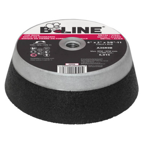 B-Line Resin Bonded Abrasives, 5 in Dia., 2 in Thick, 5/8 in - 11 Arbor, 16 Grit, 10 EA, #005S